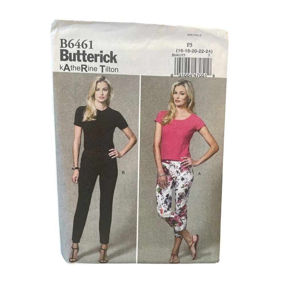 Butterick B6461‎ Misses Knit Pants Capris FS 16-24 Modern Stretch  UNCUT FF